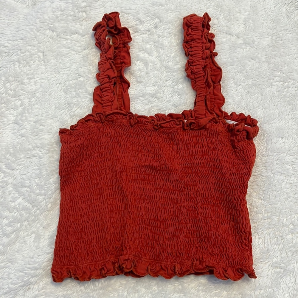 Super cute orangish red cropped tank, worn once